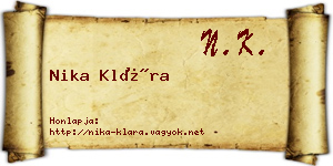 Nika Klára névjegykártya
